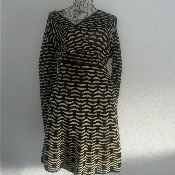 Preowned M Missoni Black and Gold Patterned Size L Dress - Picture 3 of 5